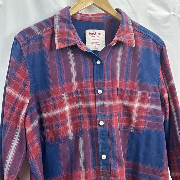 Mossimo Supply Co Flannel Shirt Women's XL Boyfriend Fit Multi Color Plaid - Picture 2 of 8